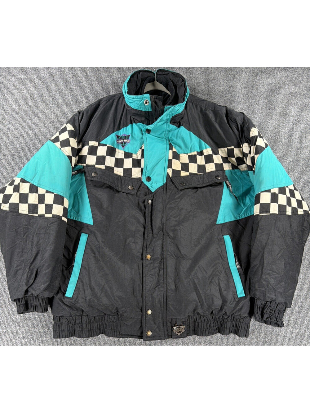 Vintage Cold Wave Colorblock Snowmobile Racing Jacket- Men's Large